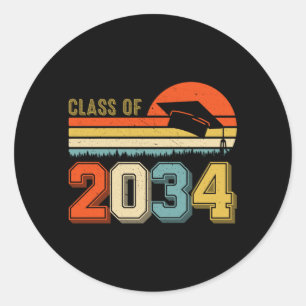 Class Of 2034 Grow With Me Pre-K Graduate Vintage Classic Round Sticker