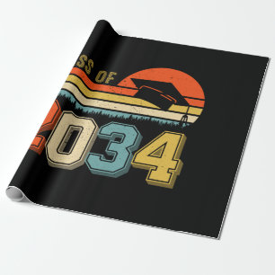 Class Of 2034 Grow With Me Pre-K Graduate Vintage Wrapping Paper