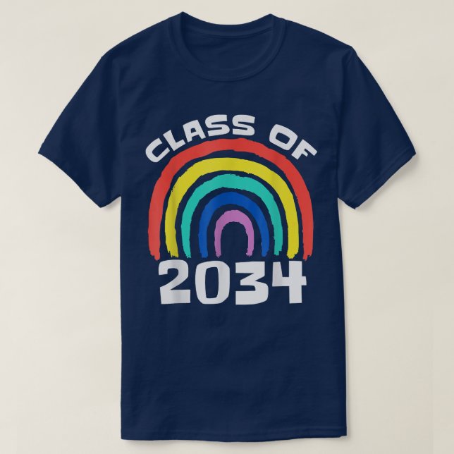 Class of 2034 Rainbow Grow With Me Kindergarten Gr T-Shirt (Design Front)