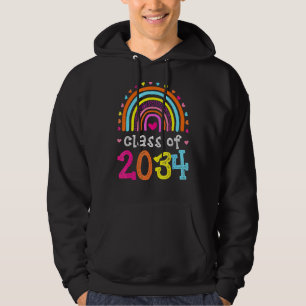 Class Of 2034 Rainbow Pink Graduate Preschool Kind Hoodie