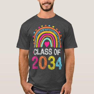 Class Of 2034 Rainbow Pink Graduate Preschool Kind T-Shirt