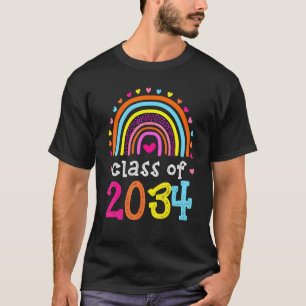 Class Of 2034 Rainbow Pink Graduate Preschool Kind T-Shirt