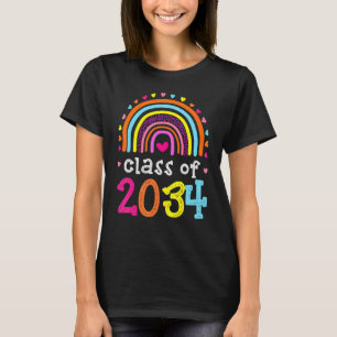 Class Of 2034 Rainbow Pink Graduate Preschool Kind T-Shirt