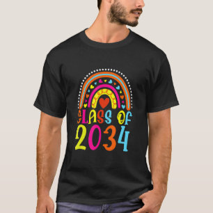 Class Of 2034 Rainbow Pink Graduate Preschool Kind T-Shirt