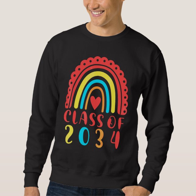Class Of 2034 Rainbow Preschool Kindergarten Back  Sweatshirt (Front)