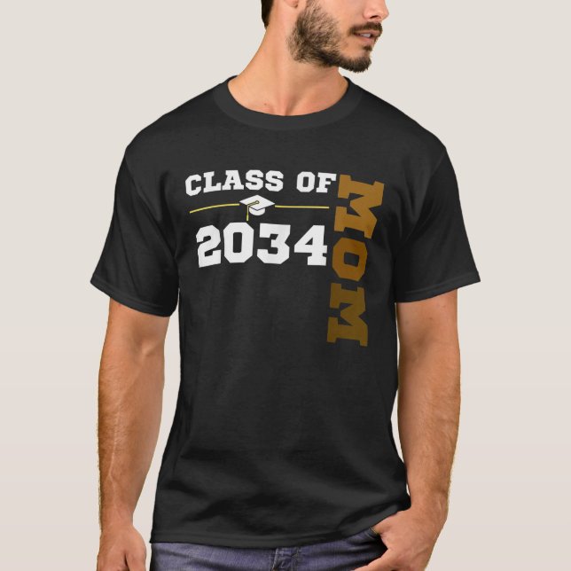 Class of 2034 Senior Class Grad Proud Mum Melanin  T-Shirt (Front)