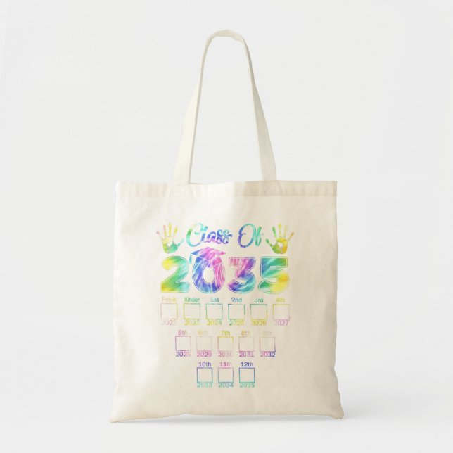 Class Of 2035 Grow With Me Handprint Kindergarten  Tote Bag (Front)