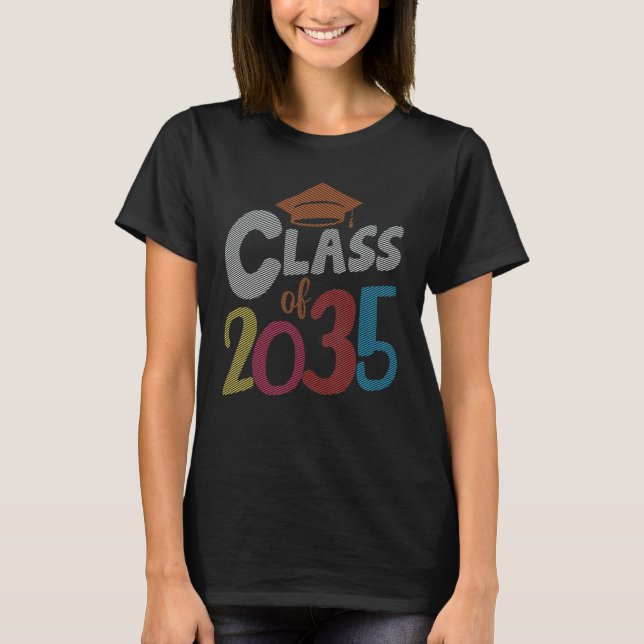Class Of 2035 Leopard Pre k Grow with Me Graduatio T-Shirt (Front)