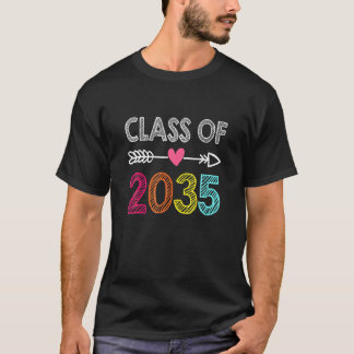 Class Of 2035 Pre K To 12 Handprint On Back Grow W T-Shirt