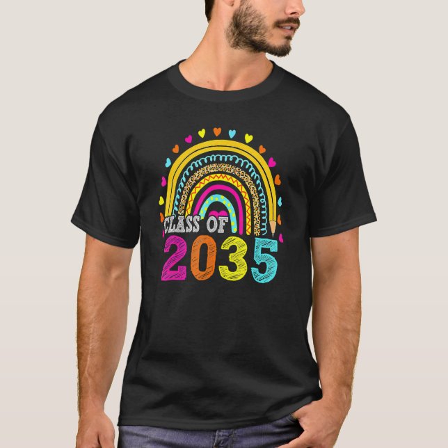 Class Of 2035 Rainbow Grow With Me First Day Of Sc T-Shirt (Front)