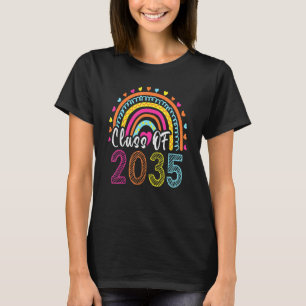 Class Of 2035 Rainbow Pink Graduate Preschool Kind T-Shirt