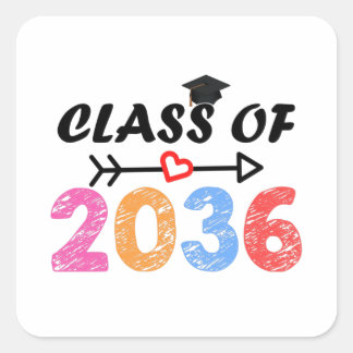 Class of 2036 back to school graduation preschool square sticker