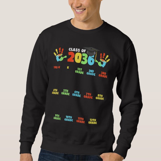 Class Of 2036 Back To School Handprint Pre K To 12 Sweatshirt (Front)