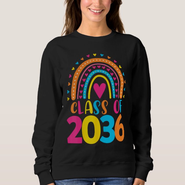 Class of 2036 First Day School Kindergarten Rainbo Sweatshirt (Front)