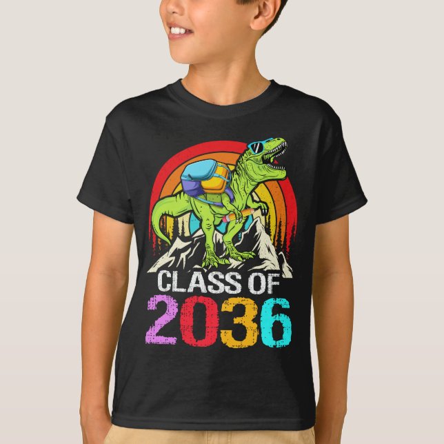 Class Of 2036 Grow With Me Dinosaur Back To School T-Shirt (Front)