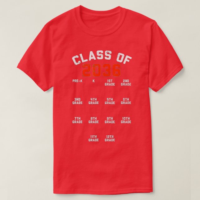 Class Of 2036 Handprint PreK Cute Kindergarten Gro T-Shirt (Design Front)