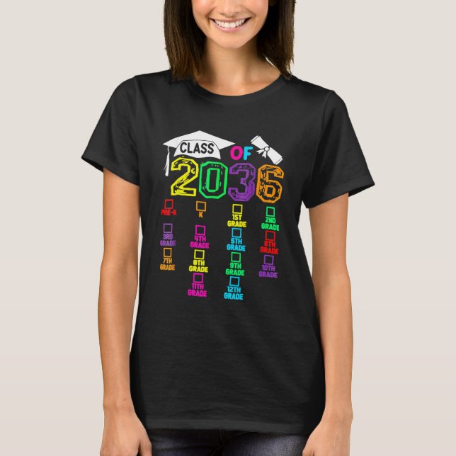 Class Of 2036 Kindergarten Grow With Me Checklist  T-Shirt (Front)