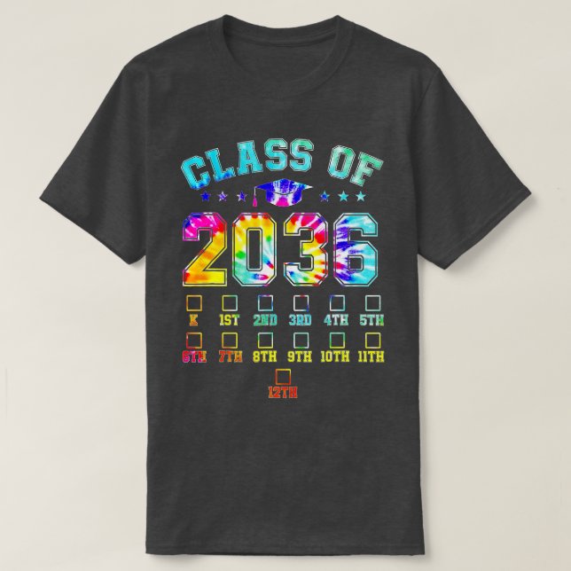 Class Of 2036 Kindergarten Pre K Grow With Me Grad T-Shirt (Design Front)