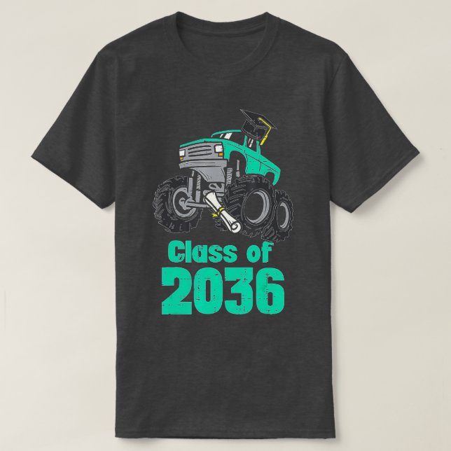 Class Of 2036 Monster Truck First Last Day Grow Wi T-Shirt (Design Front)