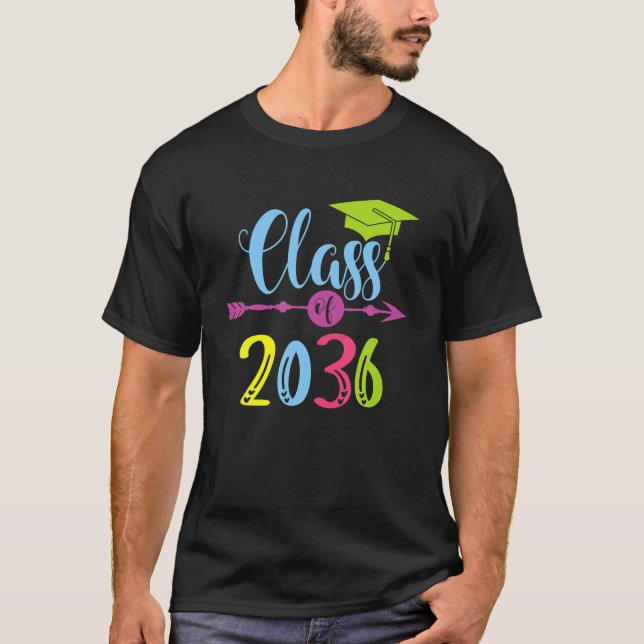 Class Of 2036 Pre K Grow With Me Graduation Teache T-Shirt (Front)