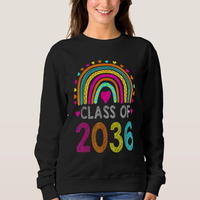 Class Of 2036 Rainbow Pre K Kindergarten Graduatio Sweatshirt (Front)