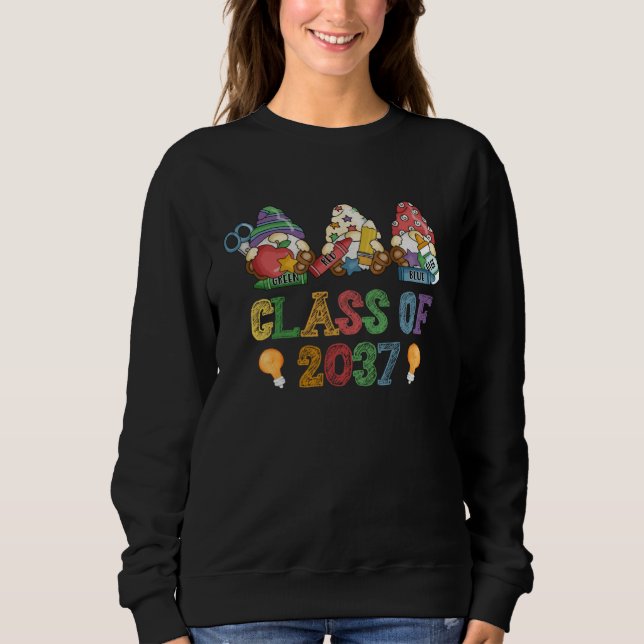 Class Of 2037 Gnome Graduation Kindergarten First  Sweatshirt (Front)