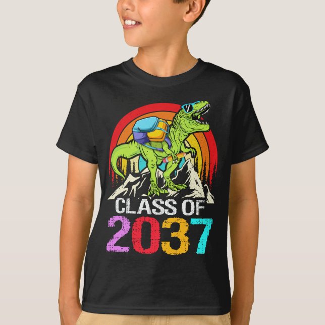 Class Of 2037 Grow With Me Dinosaur Back To School T-Shirt (Front)