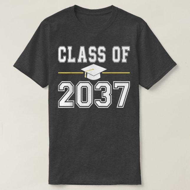 Class Of 2037 Grow With Me Graduation First Day of T-Shirt (Design Front)