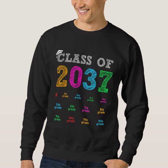 Class Of 2037 Grow With Me Handprint Kindergarten  Sweatshirt (Front)