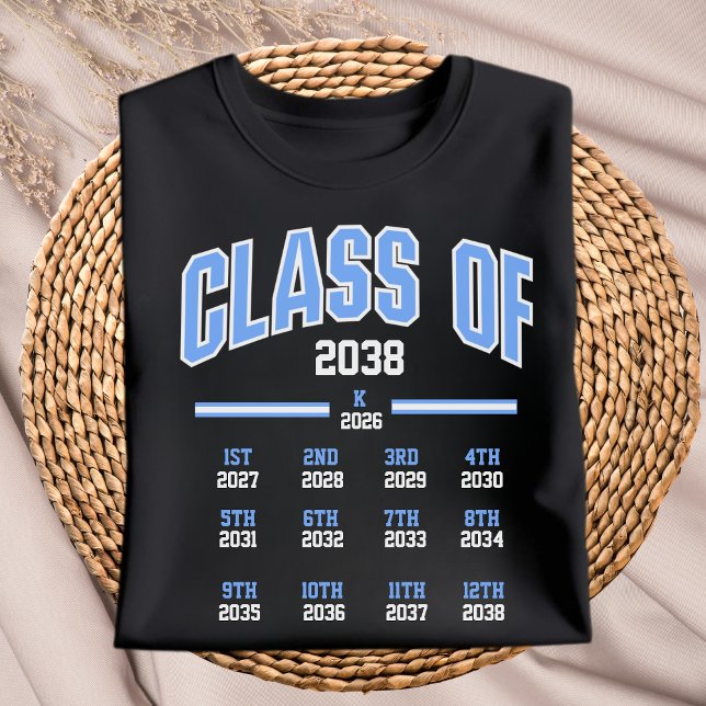 Class of 2038 First Day Of Kindergarten Milestone T-Shirt (Creator Uploaded)
