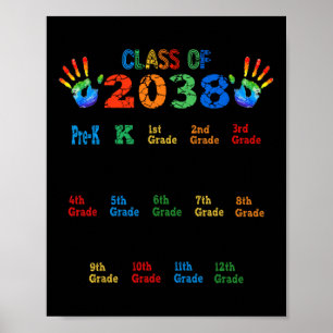 Class of 2038 Grow With Me Colour Handprint Pre-K Poster