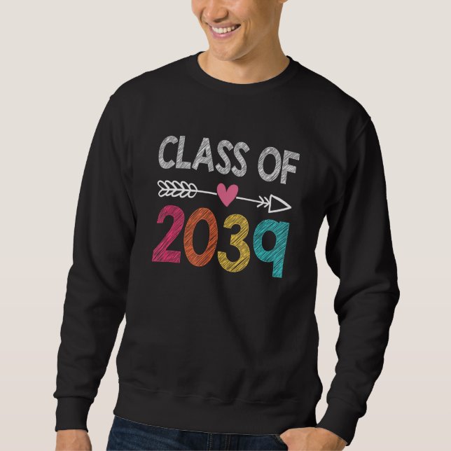 Class Of 2039 Kindergarten Pre K Grow With Me Grad Sweatshirt (Front)