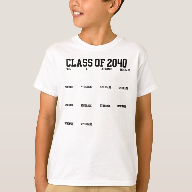 Class of 2040 Grow with me Handprint Graduation T-Shirt (Front)