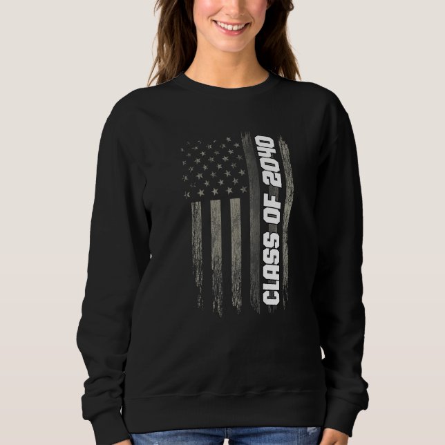Class of 2040 Senior 2040 Graduation American Flag Sweatshirt (Front)