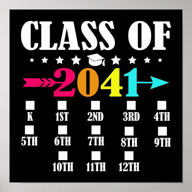 Class Of 2041 Kindergarten Graduation 12th Grade Poster (Front)