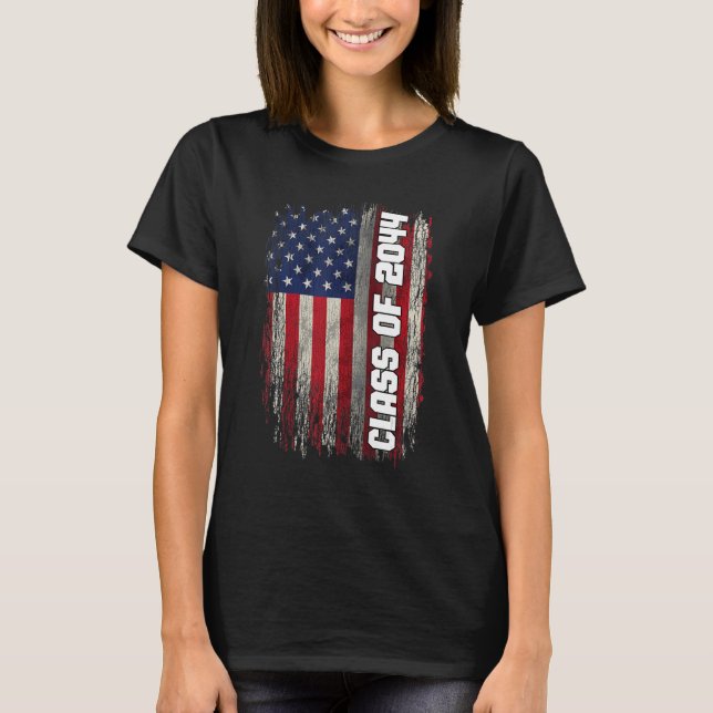 Class of 2044  Senior 2044 USA American Flag T-Shirt (Front)