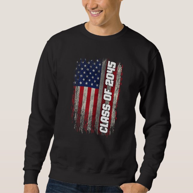 Class of 2045 Senior 2045 USA American Flag Sweatshirt (Front)