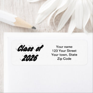 Class of 206 black typography graduation return address label