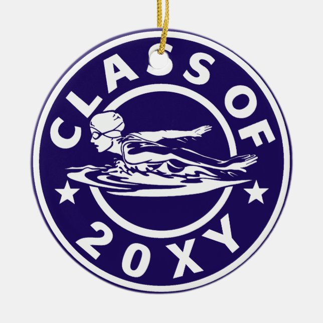 Class of 20?? Girl Swimming Ceramic Tree Decoration (Front)