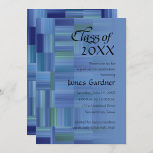 Class of 20XX  Colour Blocks and Stripes Blue Gree Invitation
