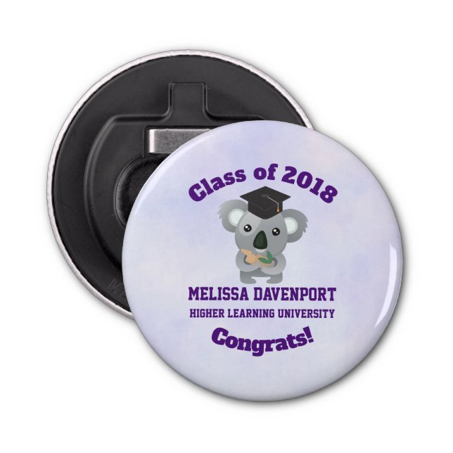 Class of 20xx Cute Koala Bear in Graduation Cap Bottle Opener (Front)