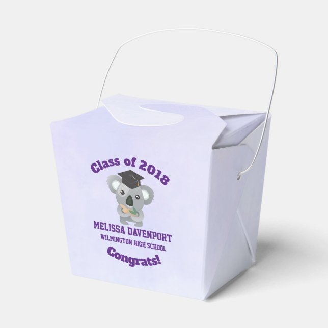 Class of 20xx Cute Koala Bear in Graduation Cap Favour Box (Front Side)