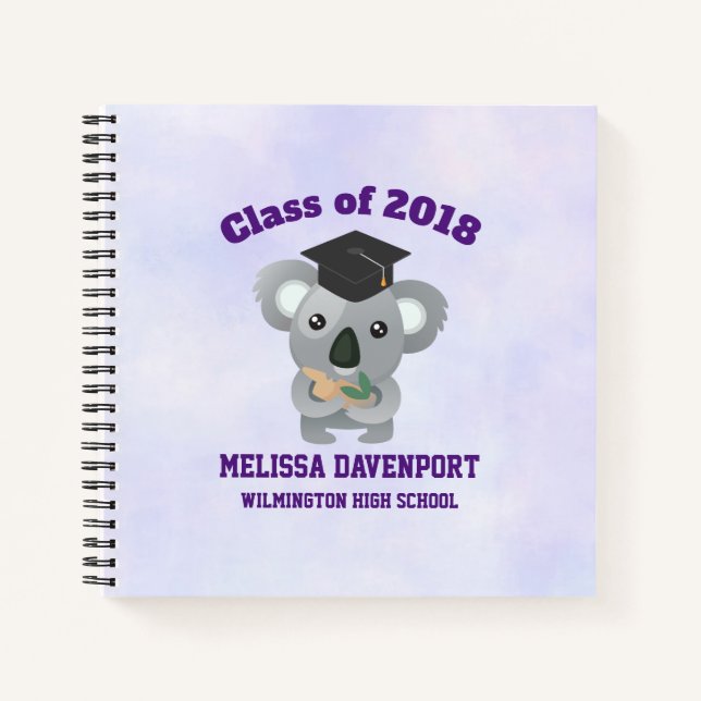 Class of 20xx Cute Koala Bear in Graduation Cap Notebook (Front)