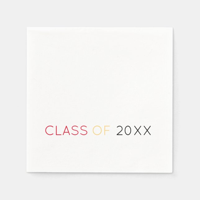 Class of 20XX Grad Celebration School Colours Fun Napkin (Front)