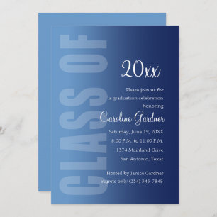 Class of 20XX Graduation Any Colour with Navy Fade Invitation