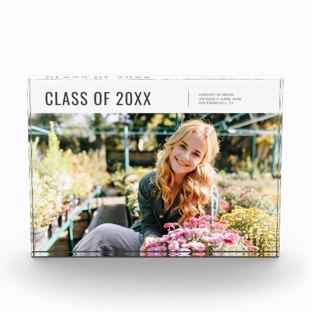 Class of 20XX Modern Minimalist Graduation Photo Block (Front)