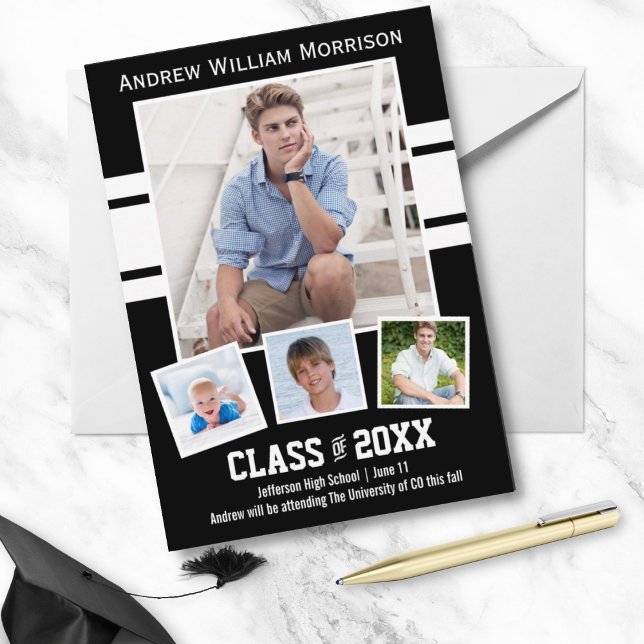 Class of 20XX Photo Collage Sport Graduation Party Invitation (Creator Uploaded)