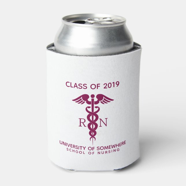 Class of 20xx Red Caduceus Nurse Symbol Graduation Can Cooler (Can Front)