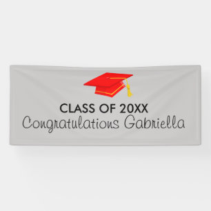 Class of 20XX Red Cap Graduation Banner