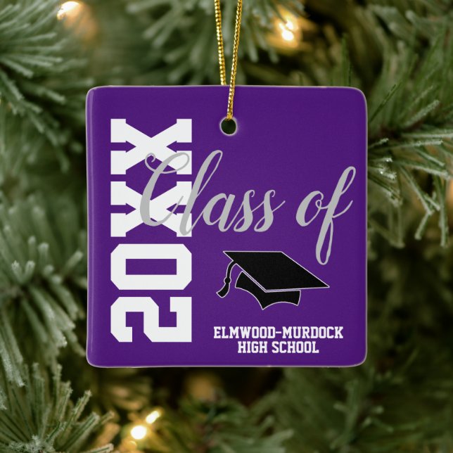 Class of 22 Personalised High School Graduation Ceramic Ornament (Tree)